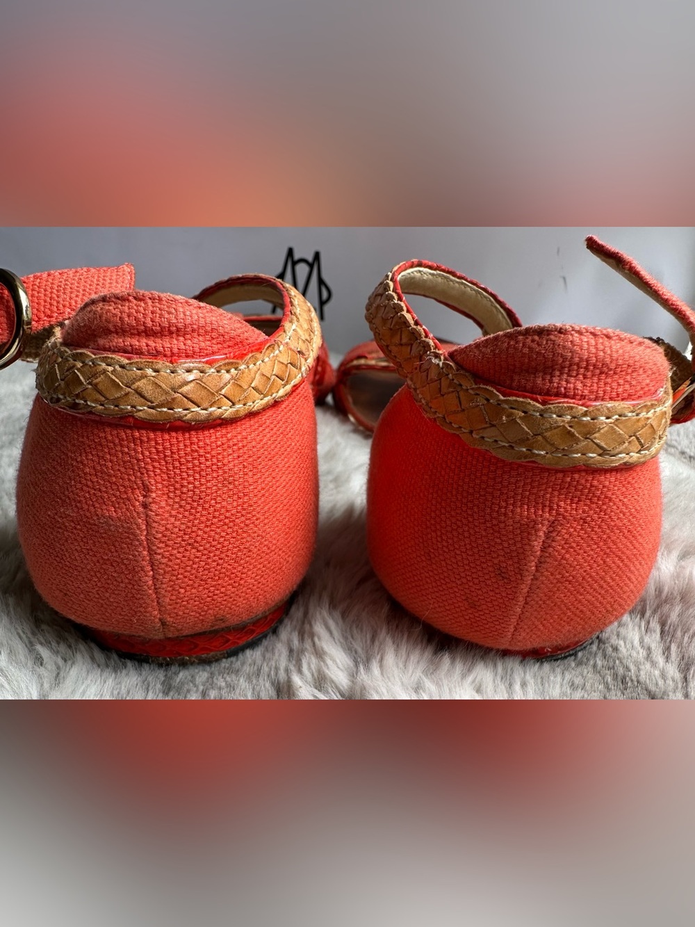 Alexandre Birman Coral Canvas & Python Leather Braided Flat Sandals 6.5 - Picture 7 of 9
